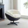 Two Tone Modern Comfy Accent Round 360° Swivel Club Arm Chairs Swivel Barrel Chair for Living Room,Bedroom, Office, Hotel (Black and White)