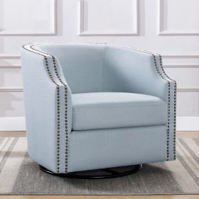 Ayden Sky Blue Swivel Barrel Chair