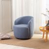 Teddy Fabric Swivel Accent Armchair Barrel Chair With Black Powder Coating Metal Ring,Light Blue