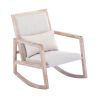 Solid wood linen fabric antique white wash painting rocking chair with removable lumbar pillow