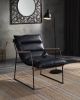 ACME Luberzo Accent Chair in Distress Espresso Top Grain Leather & Matt Iron Finish 59946