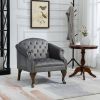 Upholstered Accent Chair for Bedroom Living Room Chairs Lounge Chair with Wood Legs Gray Velvet