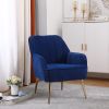 Modern Mid Century Chair velvet Sherpa Armchair for Living Room Bedroom Office Easy Assemble(NAVY)