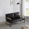 Metal Frame with Faux Leather Upholstery Loveseat (Dark Brown)