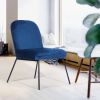 Set of 2 Accent Chair Soft Velvet Leisure Chair Upholstered Dining Chair with Backrest Armrest, Dark Blue