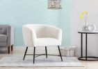 Modern Style 1pc Accent Chair White Sheep Wool-Like Fabric Covered Metal Legs Stylish Living Room Furniture