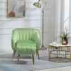 Velvet Accent Chair with Ottoman, Modern Tufted Barrel Chair Ottoman Set for Living Room Bedroom, Golden Finished, Grass Green