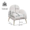 Accent Upholstered Single Chair White Sherpa Armchair with Golden Legs for living room, bedroom, office