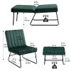 Green Modern Lazy Lounge Chair, Contemporary Single Leisure Upholstered Sofa Chair Set