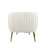 Velvet Accent Chair with Ottoman; Modern Tufted Barrel Chair Ottoman Set for Living Room Bedroom; Golden Finished; Beige