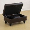 Brown Faux Leather Storage Ottoman Living Room Sofa