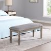 Upholstered Entryway Bench, Bedroom Bench for End of Bed, Dining Bench with Padded Seat for Kitchen, Living Room, Fabric Solid Wood Indoor Bench