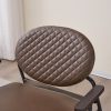 Modern Accent Chair with Metal Frame, Upholstered Comfy Oval Back with Lattic, Armchair for Living Room, Bedroom, Dark Brown