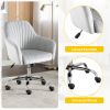 New -Modern home office leisure chair with adjustable velvet height and adjustable casters (LIGHTGRAY)