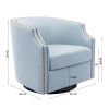 Ayden Sky Blue Swivel Barrel Chair