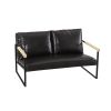 Metal Frame with Faux Leather Upholstery Loveseat (Dark Brown)