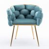 Luxury modern simple leisure velvet single sofa chair bedroom lazy person household dresser stool manicure table back chair blue