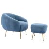 Orisfur. Modern Comfy Leisure Accent Chair, Teddy Short Plush Particle Velvet Armchair with Ottoman for Living Room