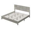 Champagne Silver Platform Bed Solid Rubber Wood Frame and Legs, King Size