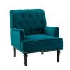 Dryades Armchair with Rubberwood Legs and Nailhead Trim