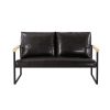 Metal Frame with Faux Leather Upholstery Loveseat (Dark Brown)