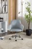 New -Modern home office leisure chair with adjustable velvet height and adjustable casters (DARKGREY)