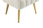 Velvet Accent Chair with Ottoman; Modern Tufted Barrel Chair Ottoman Set for Living Room Bedroom; Golden Finished; Beige