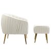 Velvet Accent Chair with Ottoman; Modern Tufted Barrel Chair Ottoman Set for Living Room Bedroom; Golden Finished; Beige