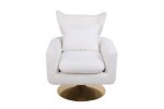 Classic Mid-Century 360-degree Swivel Accent Chair, White Teddy Fabric