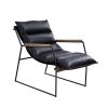 ACME Luberzo Accent Chair in Distress Espresso Top Grain Leather & Matt Iron Finish 59946