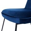 Set of 2 Accent Chair Soft Velvet Leisure Chair Upholstered Dining Chair with Backrest Armrest, Dark Blue