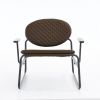 Modern Accent Chair with Metal Frame, Upholstered Comfy Oval Back with Lattic, Armchair for Living Room, Bedroom, Dark Brown