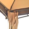 10ft W*12ft L Outdoor Double Vents Gazebo Patio Metal Canopy with Screen and LED Lights for Backyard, Poolside, Brown