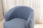 Teddy Fabric Swivel Accent Armchair Barrel Chair With Black Powder Coating Metal Ring,Light Blue