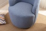 Teddy Fabric Swivel Accent Armchair Barrel Chair With Black Powder Coating Metal Ring,Light Blue