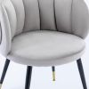 Grey velvet lounge chair, black metal feet, unique back design, suitable for office, living room, bedroom