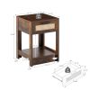 15.75" Rattan End table with drawer; Modern nightstand; side table for living roon; bedroom; Rustic Brown