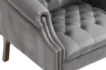 Upholstered Accent Chair for Bedroom Living Room Chairs Lounge Chair with Wood Legs Gray Velvet