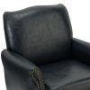 Jonathas Vegan Leather Armchair-NAVY