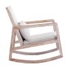 Solid wood linen fabric antique white wash painting rocking chair with removable lumbar pillow