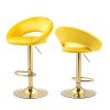 Yellow Velvet Adjustable Modern Dining Chairs,Counter Height Bar Chair,Swivel Bar Stools Set of 2