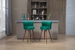 COOLMORE Counter Height Bar Stools Set of 2 for Kitchen Counter Solid Wood Legs with a fixed height of 360 degrees