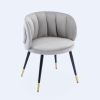 Grey velvet lounge chair, black metal feet, unique back design, suitable for office, living room, bedroom