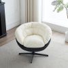 Two Tone Modern Comfy Accent Round 360° Swivel Club Arm Chairs Swivel Barrel Chair for Living Room,Bedroom, Office, Hotel (Black and White)