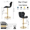 Black Velvet Adjustable Swivel Bar Stools Set Of 2 Modern Counter Height Barstools With Golden Color Base