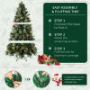 6.5ft Pre-Lit Artificial Flocked Christmas Tree with 350 LED Lights&1200 Branch Tips,Pine Cones& Berries