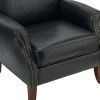 Jonathas Vegan Leather Armchair-NAVY