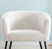 Modern Style 1pc Accent Chair White Sheep Wool-Like Fabric Covered Metal Legs Stylish Living Room Furniture