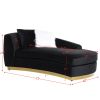 Achelle Chaise w/2 Pillows in Black Velvet LV01048