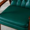 Mid Century Single Armchair Sofa Accent Chair Retro Modern Solid Wood Armrest Accent Chair, Fabric Upholstered Wooden Lounge Chair Blackish Green